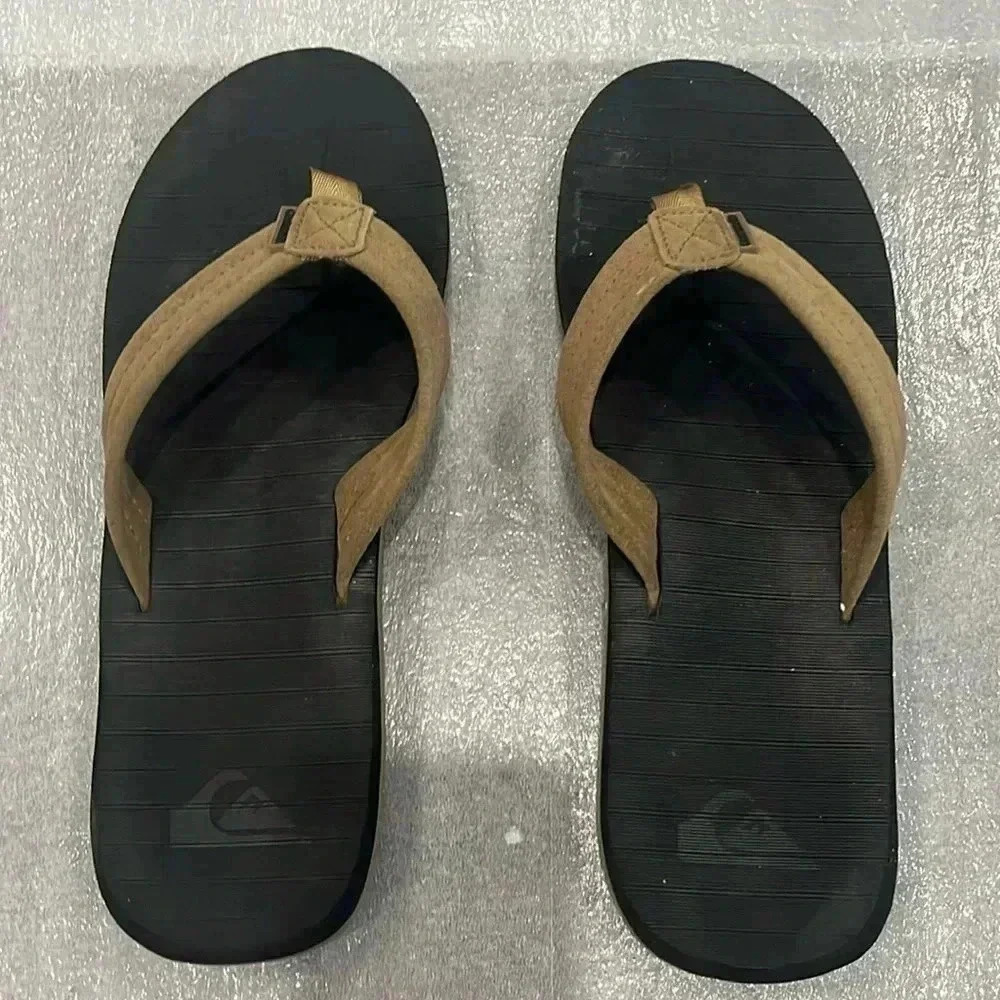 ❤️2/50❤️[10-10.5] Quiksilver Men's Carver Suede 3Point Flip Flop Athletic Sandal